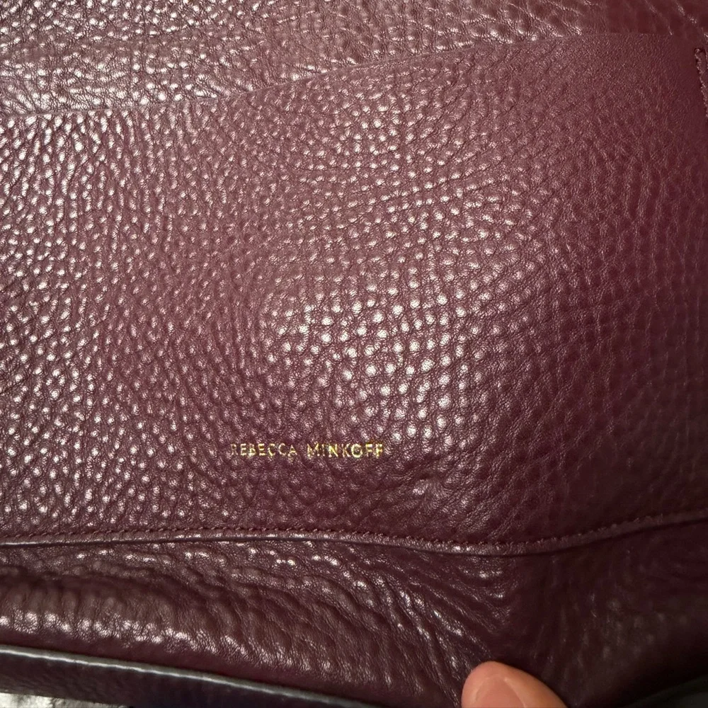 Rebecca Minkoff Darren Top Zip Shoulder Bag  Oxblood 100% Genuine Leather Gold - Picture 4 of 16